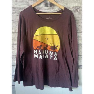 Torrid Hakuna Matata Size 2 Lion King Long Sleeve Burgandy shirt